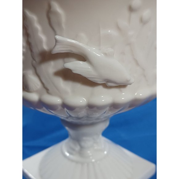 Vtg Lenwile Porcelain Sea Creatures Blanc De Chine Sculpture Cachepot Cach Pot - Picture 11 of 12